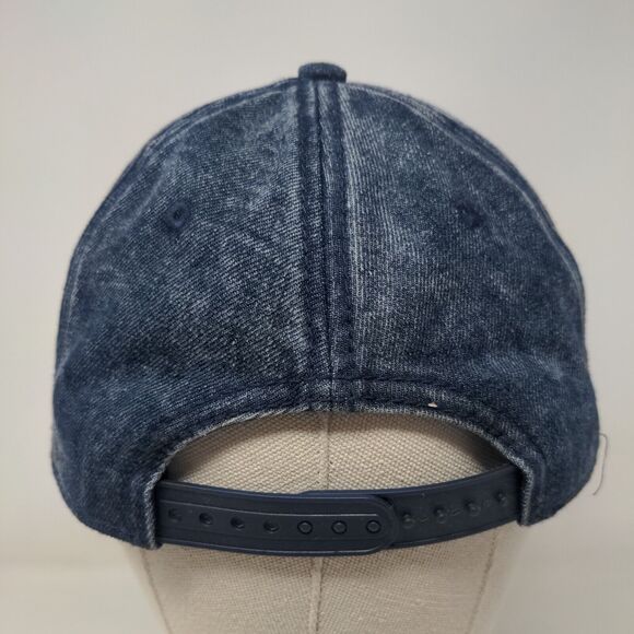 No Boundaries Snapback Hat Blue One Size Adjustable Vented Holes Denim Blank - Picture 5 of 8